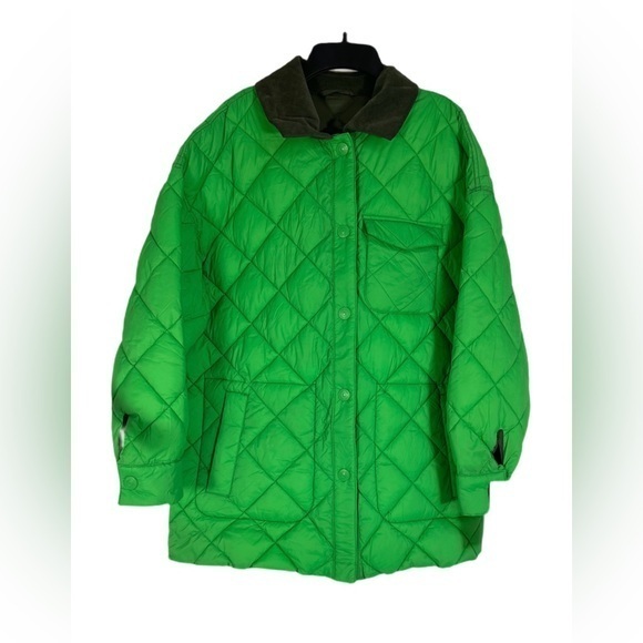 New Calvin Klein Women’s Reversible Quilted Barn Jacket Green Size Xl Nwt